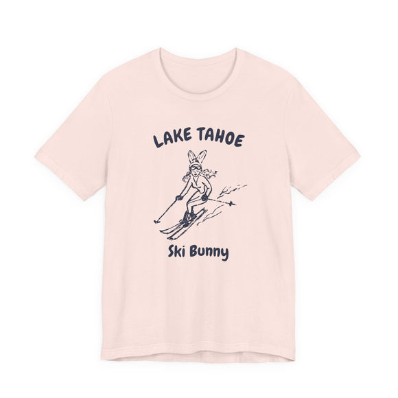 Lake Tahoe, California Ski Bunny T‑Shirt — Retro Skiing Graphic Tee