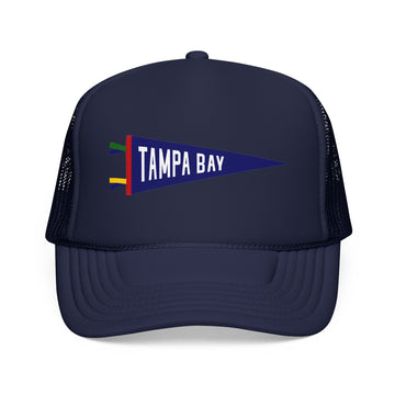 Tampa Bay, Florida Pennant Trucker Hat — Retro Flag Foam Cap