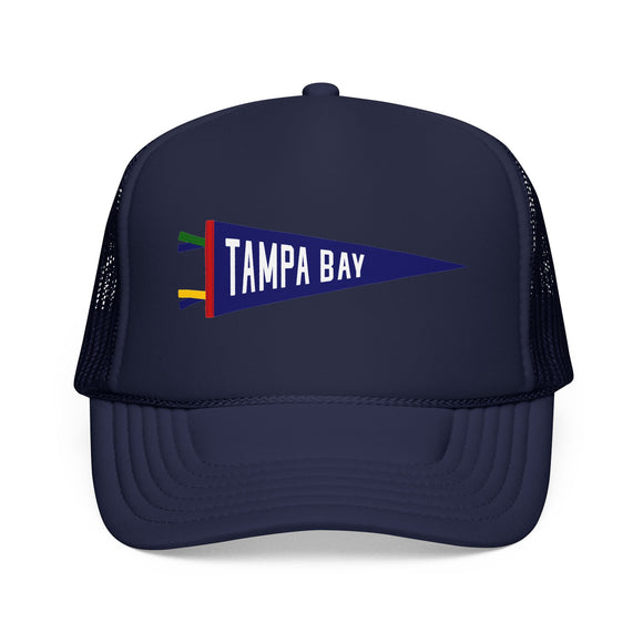 Tampa Bay, Florida Pennant Trucker Hat — Retro Flag Foam Cap