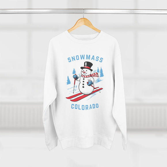 Premium Snowmass, Colorado Skiing Snowman Sweatshirt