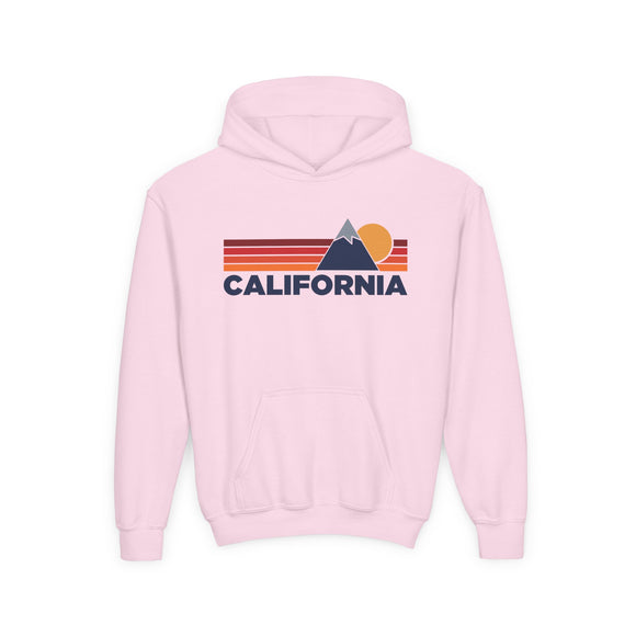California Youth Hoodie Retro Mountain, Kids Pullover, Vintage Style California Sweatshirt