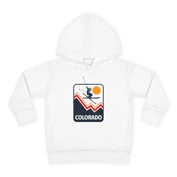Colorado Toddler Hoodie - Unisex Snow Skiing Fleece Pullover Sweatshirt, Winter Kids Ski Clothing, Youth Mountain Resort Apparel, Cozy Child