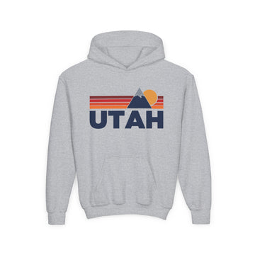 Utah Youth Hoodie Retro Mountain, Kids Pullover, Vintage Style Utah Sweatshirt - 0