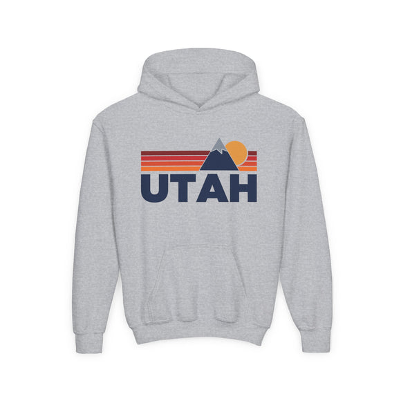 Utah Youth Hoodie Retro Mountain, Kids Pullover, Vintage Style Utah Sweatshirt