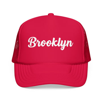 Buy red Brooklyn, New York Foam Trucker Hat, Mesh Back
