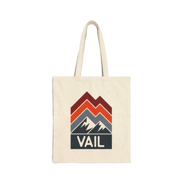 Vail, Colorado Cotton Canvas Vail Tote Bag - Chevron Peaks