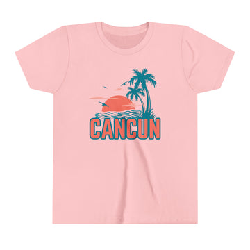 Buy pink Cancun, Mexico Youth Shirt - Retro Palm Tree Cancun Kid's T-Shirt