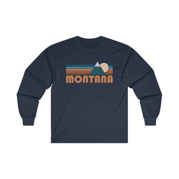 Buy navy Montana Long Sleeve Shirt - Retro Unisex Montana Long Sleeve Tee
