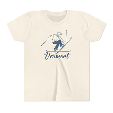 Vermont Youth Vintage Snow Ski Graphic Tee - Kids T Shirt - 0