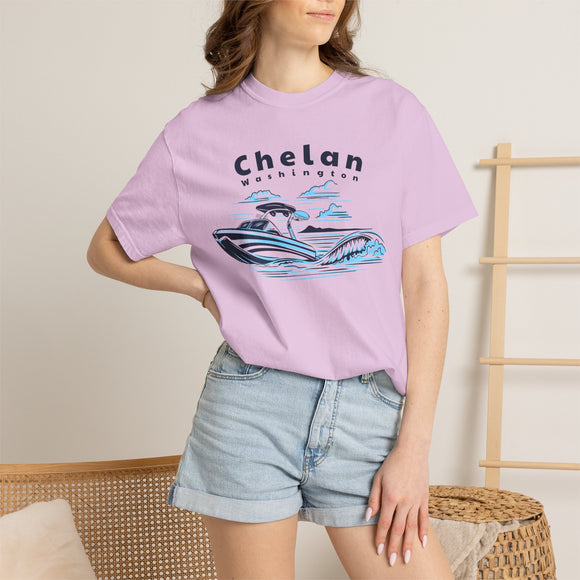 Chelan, Washington T-Shirt, Comfort Colors 100% Cotton Wakeboard Boat Tee