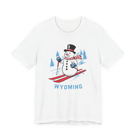 Wyoming T Shirt - Ski Snowman Graphic Wyoming Tee