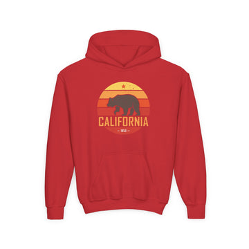 Buy red California Youth Hoodie - Retro California Bear Youth Sweatshirt
