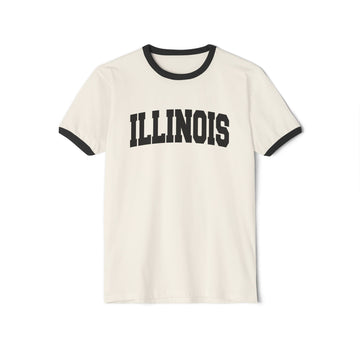 Illinois Cotton Ringer Graphic Tee - Unisex Illinois T Shirt, Vintage Style Tee, Men's/Women's Tee - 0