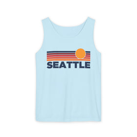 Buy chambray Seattle, Washington Retro Sunstripe Tank Top | Comfort Colors - 100% Cotton