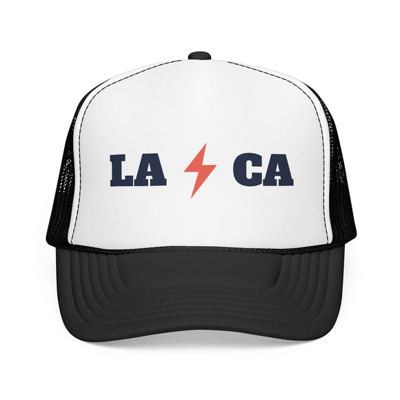 Los Angeles, California Retro Trucker Hat - Lightning Foam Cap