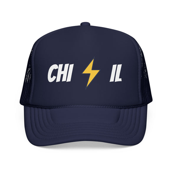 Chicago, Illinois Retro Trucker Hat - Lightning Foam Cap