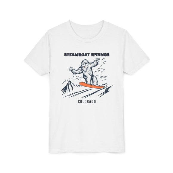 Steamboat Springs, Colorado Yeti Snowboard Youth Tee - Kids Skiing Shirt