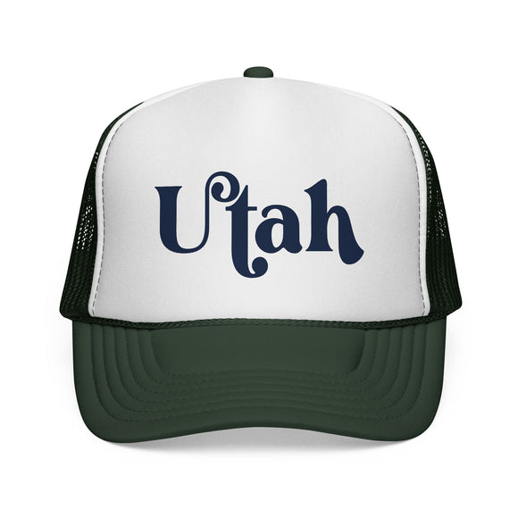 Utah Script Trucker Cap | State Retro Typography