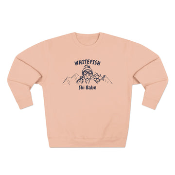 Buy pale-pink Premium Whitefish, Montana Ski Babe Sweatshirt