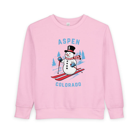 Aspen, Colorado Toddler Sweatshirt - Skiing Snowman Aspen Toddler Crewneck Sweatshirt