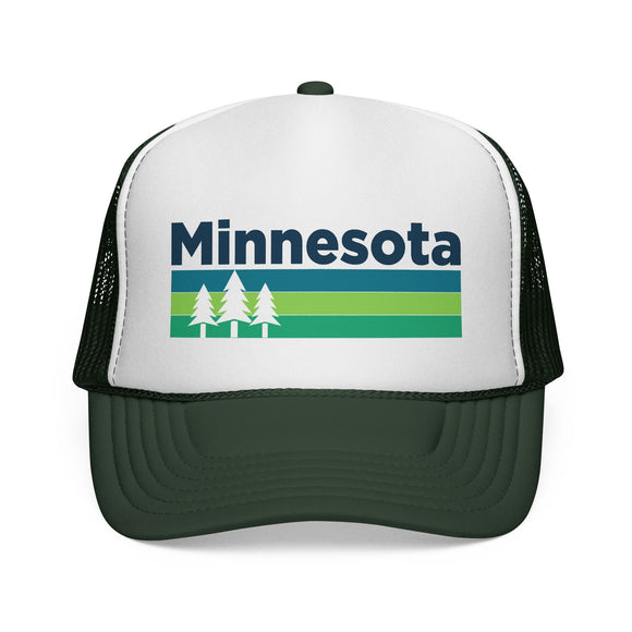 Minnesota Retro Trees Trucker Hat - Vintage Style Minnesota Cap