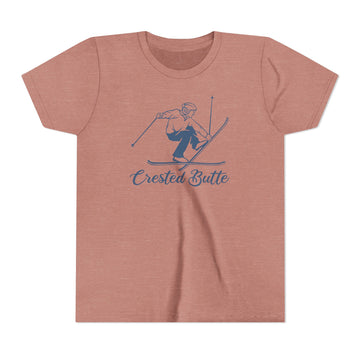 Crested Butte, Colorado Youth Vintage Snow Ski Graphic Tee - Kids Crested Butte T Shirt