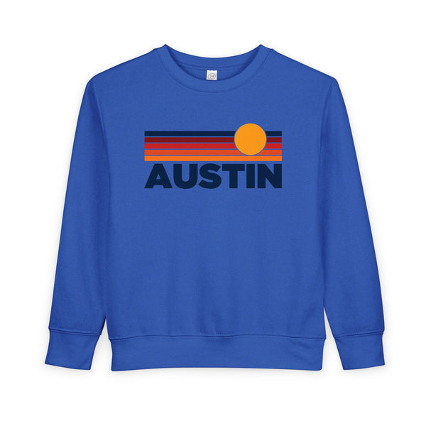 Austin, Texas Toddler Sweatshirt - Retro Sun Austin Toddler Crewneck Sweatshirt