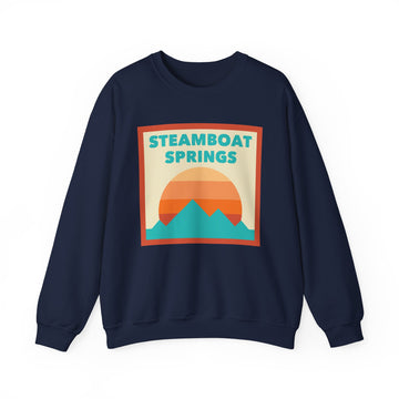 Buy navy Retro Steamboat, Colorado Sweatshirt, Mountain Sun Design, Unisex Crewneck, Gift for Outdoorsy Friends, Vintage Steamboat, Colorado Jumper