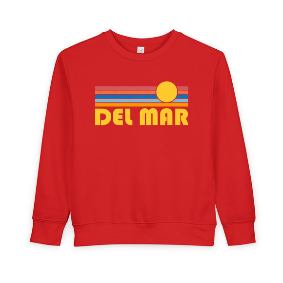 Del Mar, California Toddler Sweatshirt - Retro Sun Del Mar Toddler Crewneck Sweatshirt