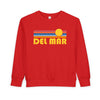 Del Mar, California Toddler Sweatshirt - Retro Sun Del Mar Toddler Crewneck Sweatshirt