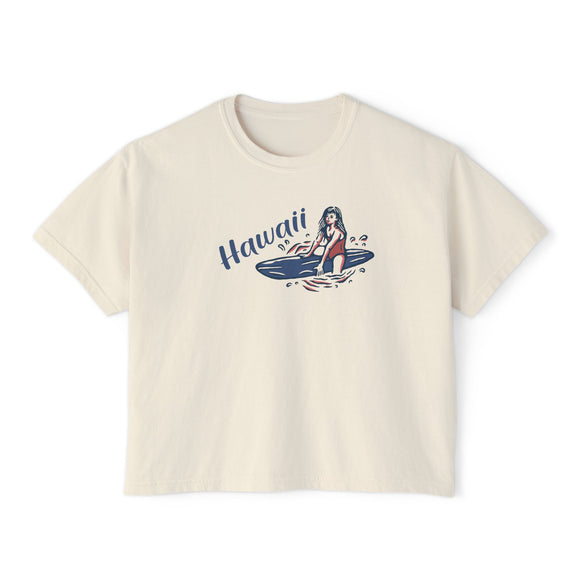 Hawaii Surfer Girl Tee | 100% Cotton Women's Boxy Tee