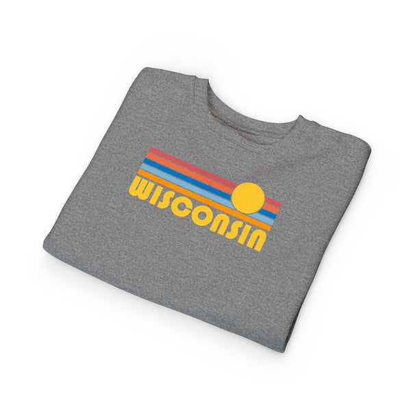 Wisconsin Toddler Sweatshirt - Retro Sun Wisconsin Toddler Crewneck Sweatshirt