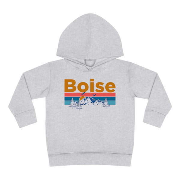 Boise Toddler Hoodie - Retro Mountain Sun Unisex Boise Toddler Sweatshirt