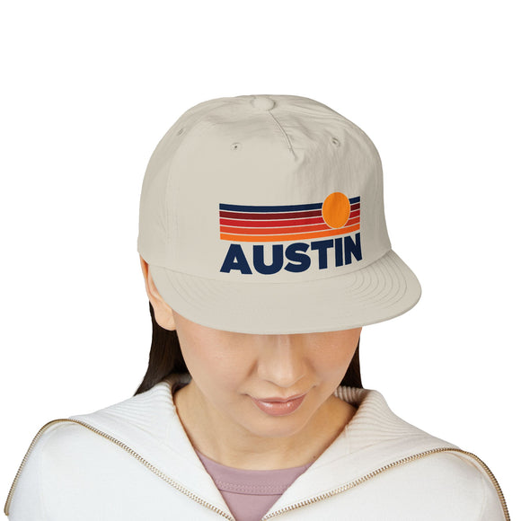 Austin, Texas retro sunset Surf Cap | vintage striped sun state hat