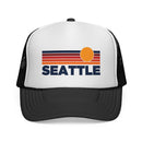 Seattle, Washington Retro Sun Trucker Hat - Vintage Style Seattle Cap-2