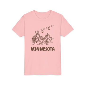 Buy pink Minnesota Youth T-Shirt — Vintage Gondola Ski Mountain Tee