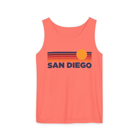 San Diego, California Retro Sunstripe Tank Top | Comfort Colors - 100% Cotton
