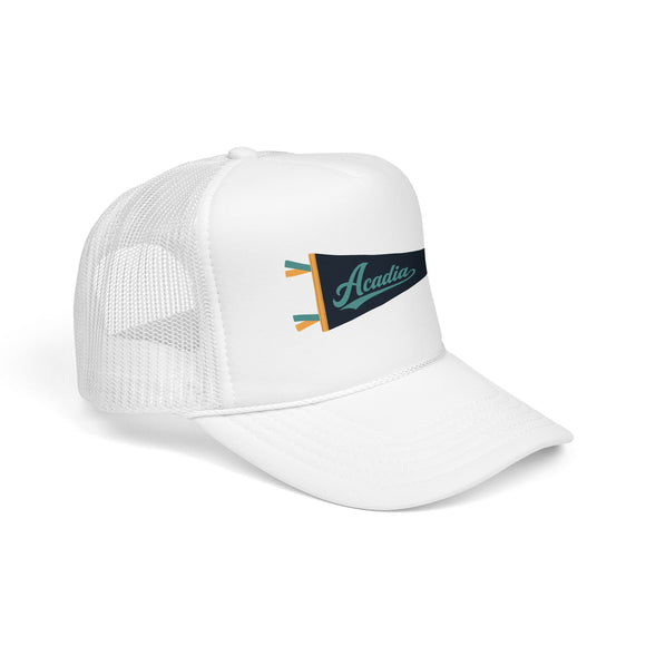 Acadia National Park Pennant Trucker Hat — Vintage Foam Mesh Cap
