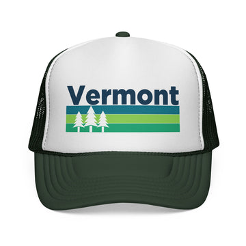 Buy dark-green Vermont Retro Trees Trucker Hat - Vintage Style Vermont Cap