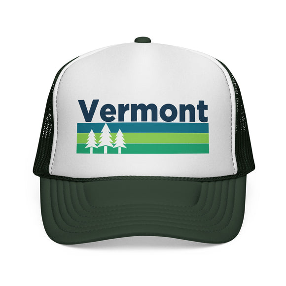 Vermont Retro Trees Trucker Hat - Vintage Style Vermont Cap