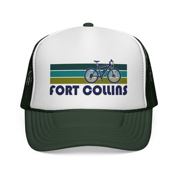 Buy dark-green Fort Collins, Colorado Retro Bike Trucker Hat - Vintage Style Fort Collins Cap
