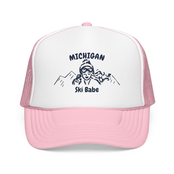 Michigan Ski Babe Trucker Hat — Foam Mesh Cap