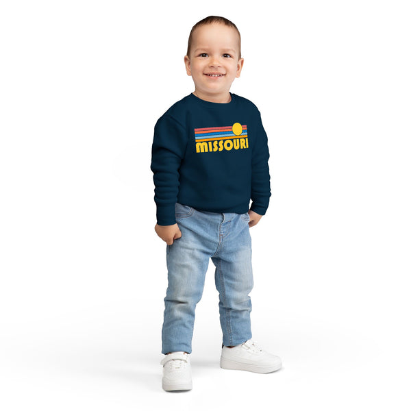Missouri Toddler Sweatshirt - Retro Sun Missouri Toddler Crewneck Sweatshirt