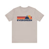 Retro Evergreen, Colorado T-shirt, Mountain Tee, Vintage Evergreen Unisex Jersey Shirt, Outdoor Hiking Apparel