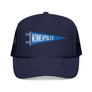 Minneapolis, Minnesota Pennant Trucker Hat — Retro Flag Foam Cap