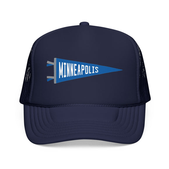 Minneapolis, Minnesota Pennant Trucker Hat — Retro Flag Foam Cap