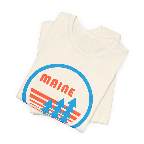 Maine T Shirt - Retro Trees Maine Tee