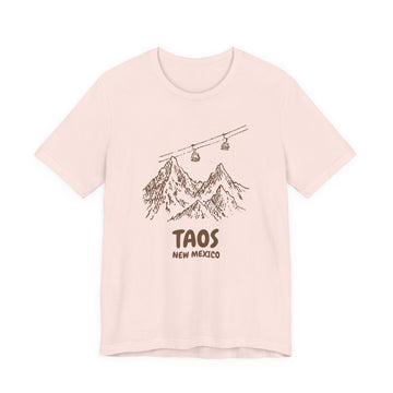 Buy soft-pink Taos, New Mexico Mountain T-Shirt — Vintage Gondola Ski Mountain Tee