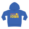 Iowa Toddler Hoodie - Retro Sunrise Unisex Iowa Toddler Sweatshirt