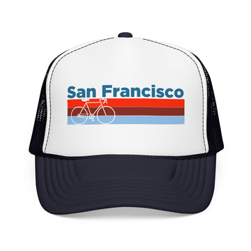 Buy navy-white-navy San Francisco, California Trucker Hat - Foam San Francisco Bike Cap